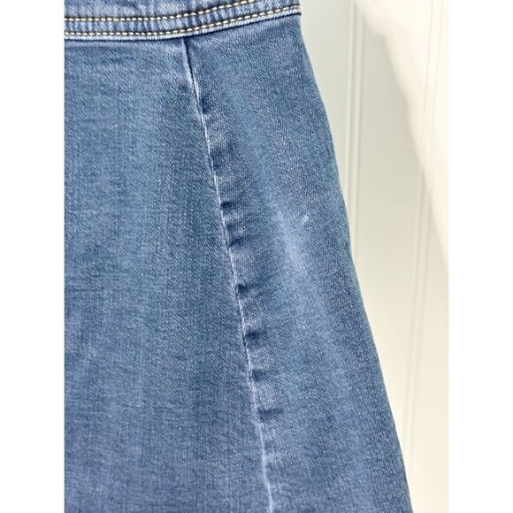 Free People Womens Denim Button Front A-Line Mini Stretch Jean Skirt Blue Size 0 - Picture 3 of 8